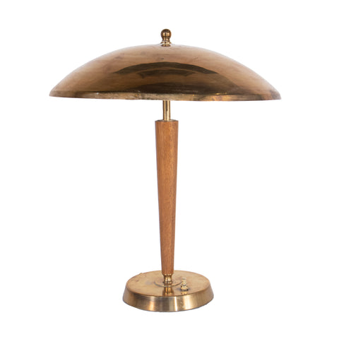 #1235 Table Lamp in Brass and Wood, Year Appr. 1940