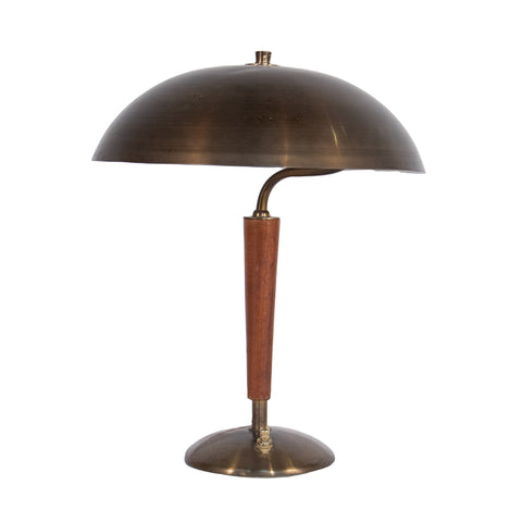 #1318 Table Lamp in Brass and Wood, Year Appr. 1940