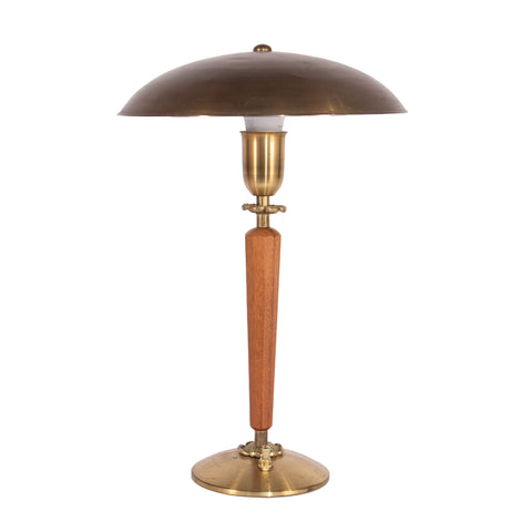 #979 Table Lamp in Brass and Wood, Year Appr. 1940
