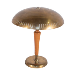 #1165 Table Lamp in Brass and Wood by Haralad Notini