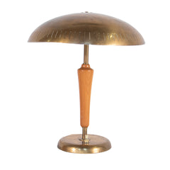 #1165 Table Lamp in Brass and Wood by Haralad Notini