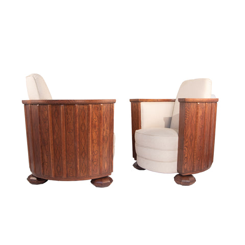 #1249 Pair of Lounge Chairs in Oak
