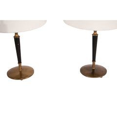 #1340 Pair of Table Lamps in Brass and Wood by Harald Notini