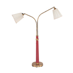 #1578 Two Headed Floor Lamp wrapped in Leather by Hans Bergstrom