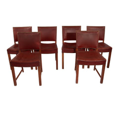 #1581 6 Oak Chairs by Fritz Hansen in Imitation Leather