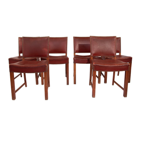 #1581 6 Oak Chairs by Fritz Hansen in Imitation Leather