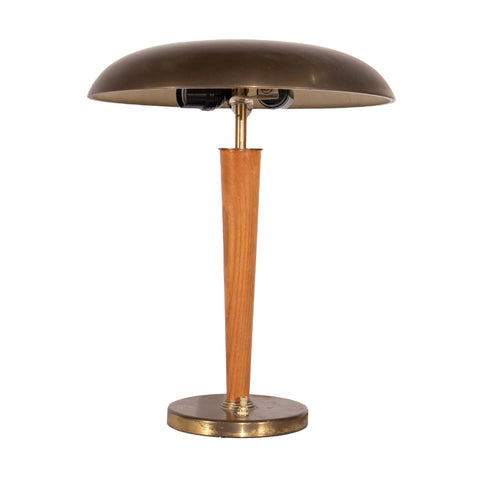 #312 Brass and Wood Table Lamp, Year Appr. 1940.