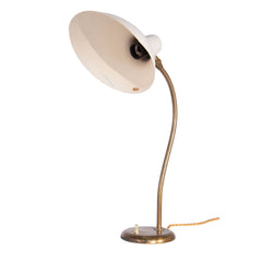 #318 Desk Lamp in Brass and White Metal Shade by Harald Notini