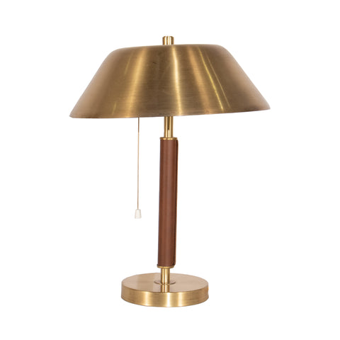 #337 Brass and Leather Table Lamp, Year Appr. 1940,