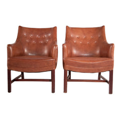 #372 Pair of Lounge Chairs in Leather by Frits Henningsen