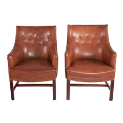 #372 Pair of Lounge Chairs in Leather by Frits Henningsen