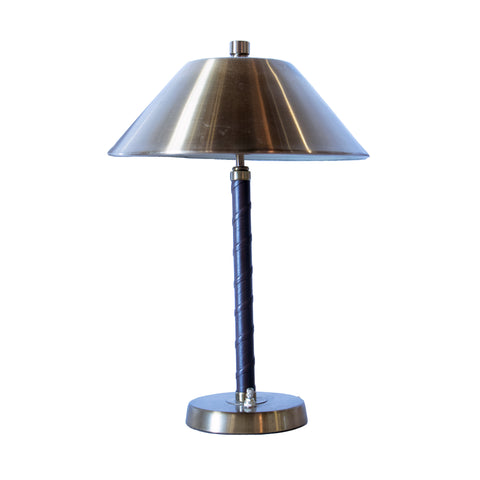 #398 Brass and Leather Table Lamp,