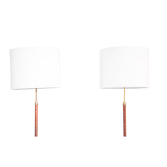 #413 Pair of Floor Lamps in Brass and Leather,