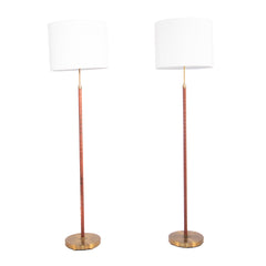 #413 Pair of Floor Lamps in Brass and Leather,