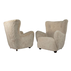 #426 Pair of Wingback Chairs in Sheepskin