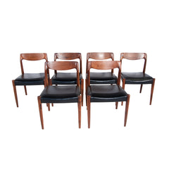 #460 Set of 6 Dining Chairs in Rosewood and Leather