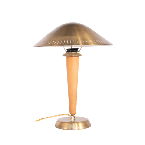#489 Table Lamp in Wood and Brass,