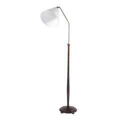 #671 Adjustable Floor Lamp in Wood and Brass