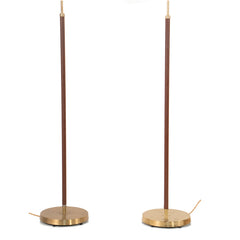 #1160 Pair of Floor Lamps in Brass and Leather