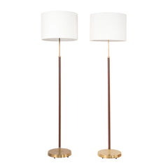 #1160 Pair of Floor Lamps in Brass and Leather