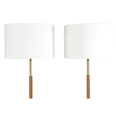 #146 Pair of leather and brass Floor lamps