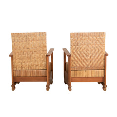 #148 Pair of Lounge Chairs With Woven Cane