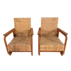 #148 Pair of Lounge Chairs With Woven Cane