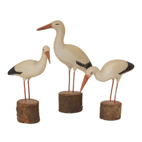 #158 Three Wooden Storks