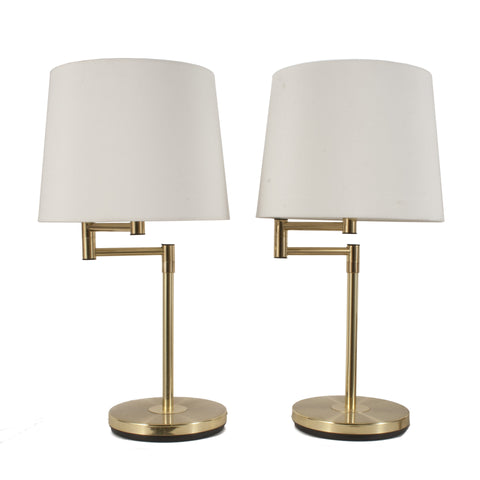 #1682 Pair of Adjustable Brass Table Lamps