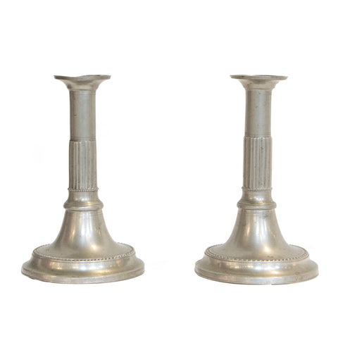 #208 Pair of Gustavian Pewter Candle Holders