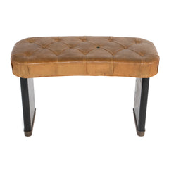 #290 Stool in Leather Wood and Brass by Ernst Kuhn