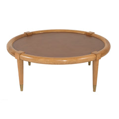 #512 Coffee Table in Nut Wood and Leather by Terence Harold Robsjohn-Gibbings