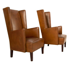 #677 Pair of Wingback Leather Chairs by Ernst Kuhn