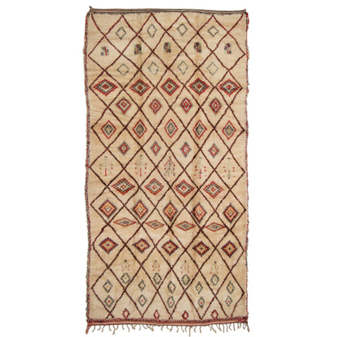 #893 Vintage Hand Woven Rug by the Beni Ourain Tribe