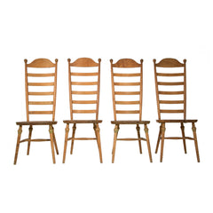 #907 4 High Back Wood Ladder Chairs