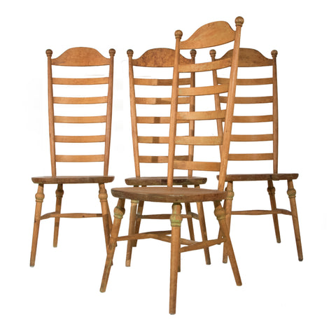 #907 4 High Back Wood Ladder Chairs