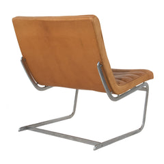 #956 Lounge Chair in leather and chrome,